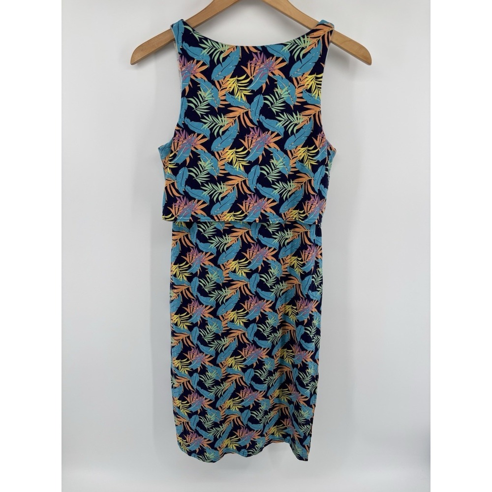 Pact Organic Cotton Tie Front Tank Dress Sz S Tropical Resortwear Momcore Chic - Picture 4 of 8